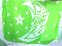 moon face bright green sarong