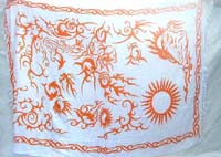 mystic creatures and tribal tattoo sarong, organge on white