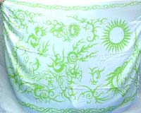 sarong with light pink butterfly and leaves on white background 