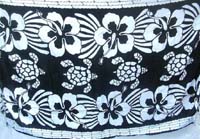 balck and white turtles and hibiscus flower unisex sarongs