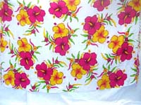 Pink hibiscus on white sarong