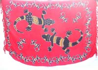 large geckos tassel sarongs red