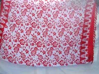 orange red flowers on white background sarong