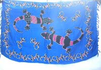 large tribal geckos blue sarong wrap