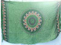 dark green java batik sarong with patels in circle 