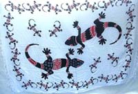 geckos on white background sarong