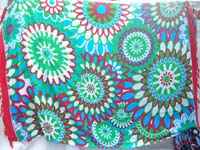 handmade apparel sarong in green red geometric floral design