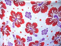 hibiscus garden floral sarong red purple on white background 