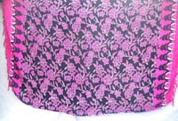 Indonesian rayon batik sarong pink black floral design