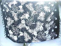 black and white palm tree leaves and hibisus flower bikini cover-up