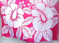 hot pink and white huge hibiscus sarong