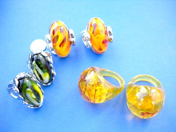 Unique fashion custume imitation amber ring