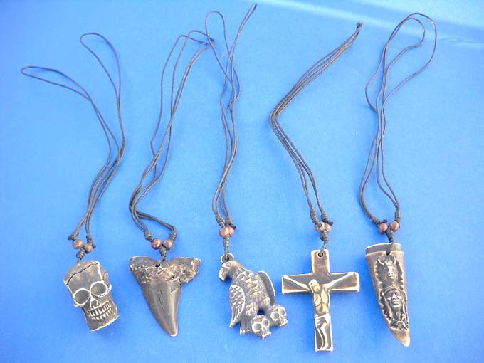 Black cord hip hop fashion necklace with animal, skull, cross or celtic theme design