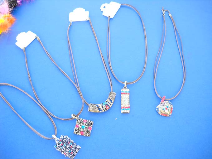 Multi brown string fashion cz bronze color necklace