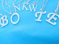 Clear cz alphabet long chain necklace