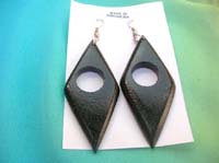 Long diamond black paint wood earring 