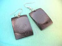 Rectangular black paint wood earring 