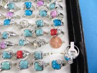 Assorted mixed color gemstone fashion rings with cz