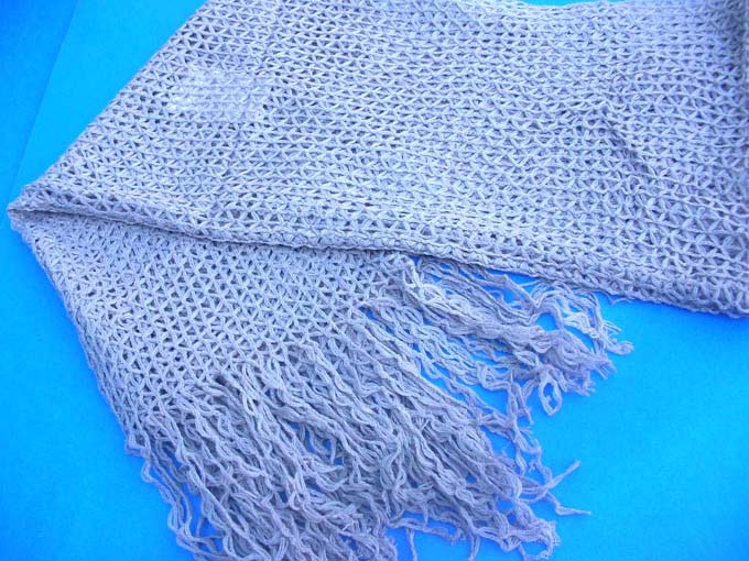 Diamond web acrylic knit scarf with long fringes, Wholesale shawl wraps