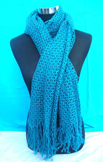 Diamond web acrylic knit scarf with long fringes, Wholesale shawl wraps, shawls wholesale