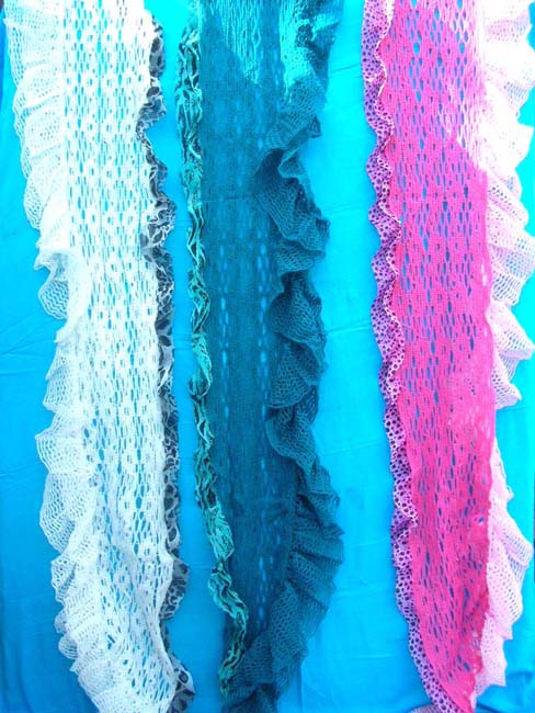 Diamond web acrylic knit scarf with long fringes, Wholesale shawl wraps