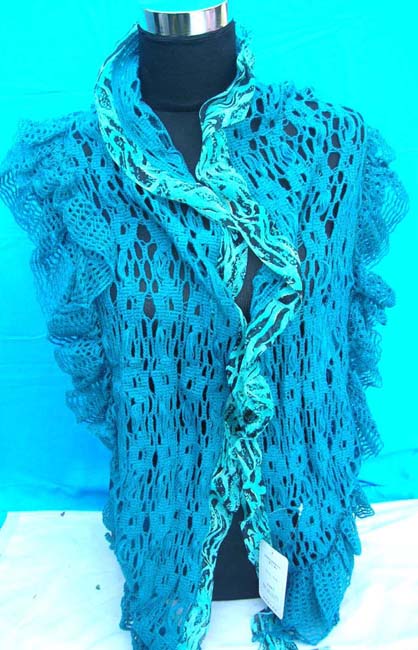 Knitting shawl trim with animals skin polyester fabric, wholesale fashion accessories