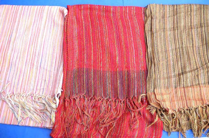 Thread woven mix color straight line summer acrylic scarf