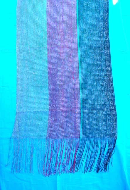 acrylic light weight triple layers summer scarf with silver color threads