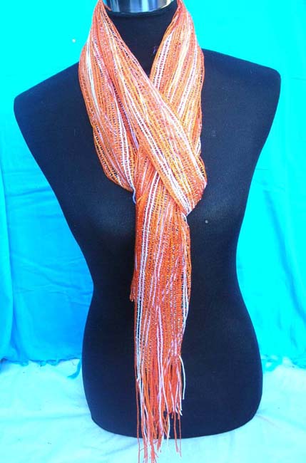 acrylic light weight triple layers summer scarf with silver color threads