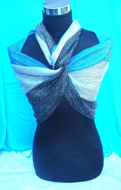 acrylic light weight triple layers summer scarf with silver color threads