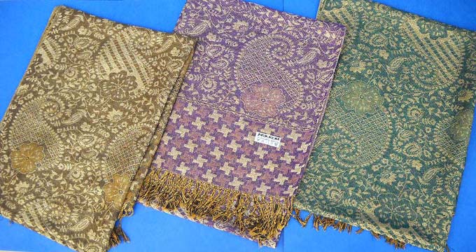 Gold thread silk scarf shawl wrap pashmina wool, pashmina shawls