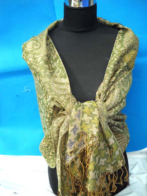 Gold thread silk scarf shawl wrap pashmina wool, casual women clothing