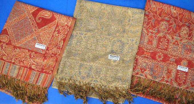 Gold thread silk scarf shawl wrap pashmina wool, clothing for women