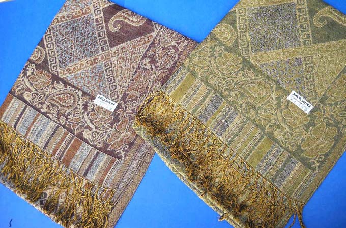 Gold thread silk scarf shawl wrap pashmina wool, wholesale pashmina shawls