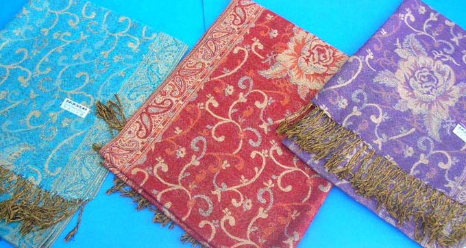 gold metallic thread pashmina shawls and scarves, womens clothing