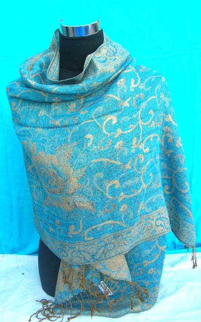gold metallic thread pashmina shawls and scarves, wholesale pashmina shawl