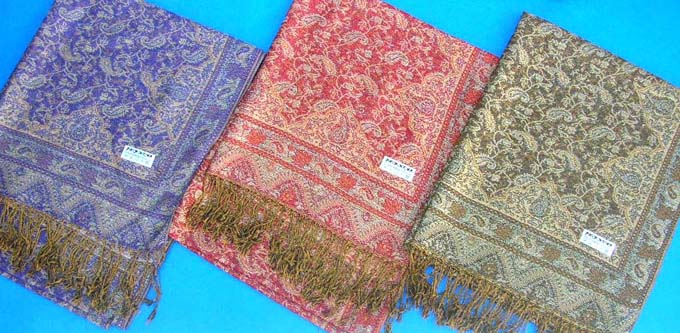 gold metallic thread pashmina shawls and scarves, wholesale western wear