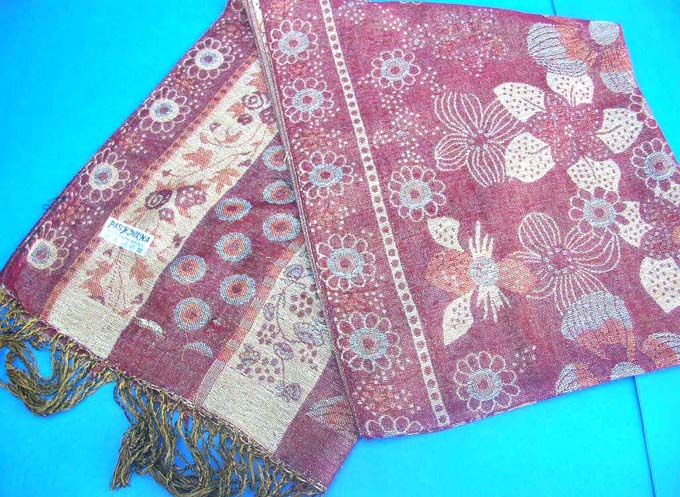 pashmina silk shawl glittering gold thread flower patterns, pashmina silk scarves wholesale