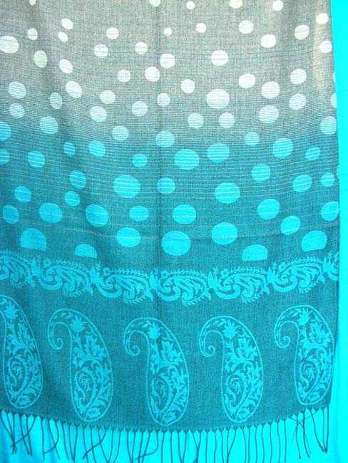 wrap pashmina shawl paisley and large dots design