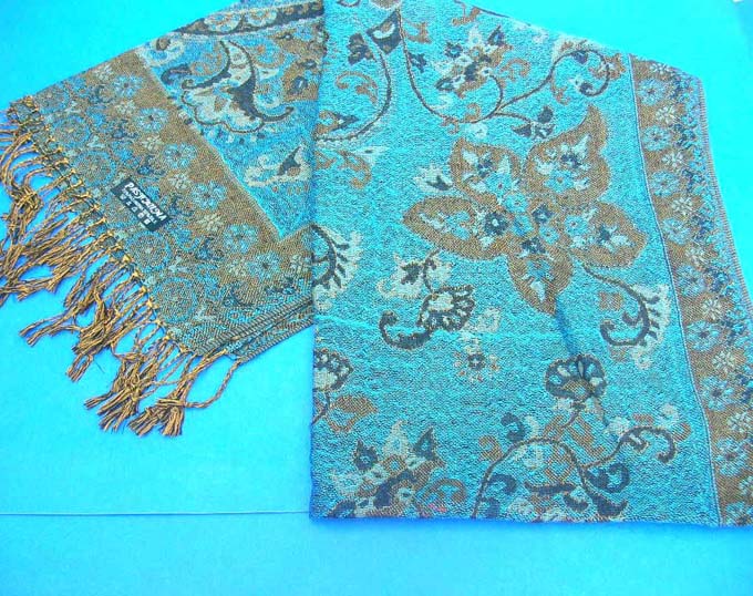 Wool pashmina shawl stole wrap in paisley floral designs
