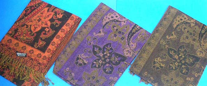 Wool pashmina shawl stole wrap in paisley floral designs