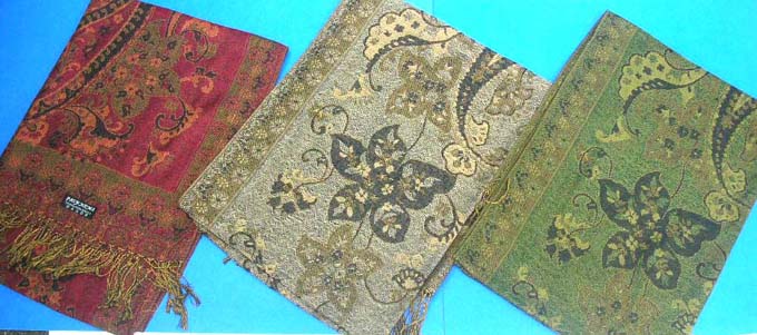 Wool pashmina shawl stole wrap in paisley floral designs