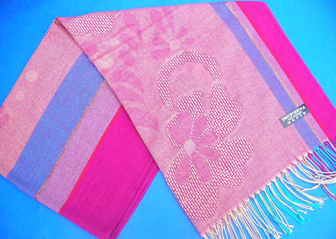 pashmina shawls with multiple color layers and flowers patterns