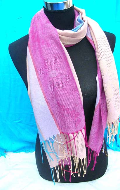 pashmina shawls with multiple color layers and flowers patterns