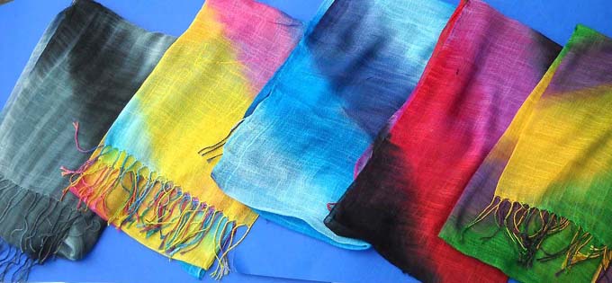 Light thin polyester cotton like tie dye color shawl