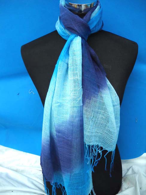 Light thin polyester cotton like tie dye color shawl