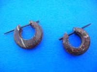 Hand carved wooden hoop stirrup earrings
