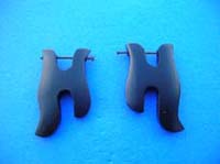 Alternative H shaped stirrup earrings, made from organic wood
