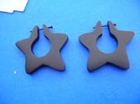 Midnight star designed wooden post earrings