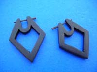 Dark wood diamond, post earrings